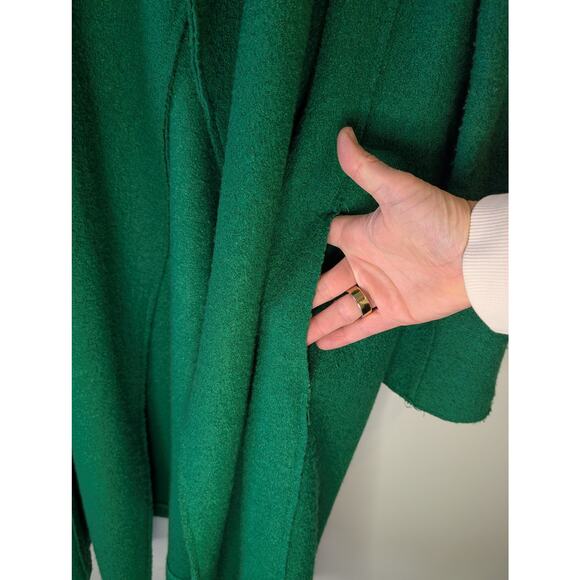 Tahari Emerald Green Wool Blend Long Duster Coat Shawl Collar Medium Career - Picture 4 of 7